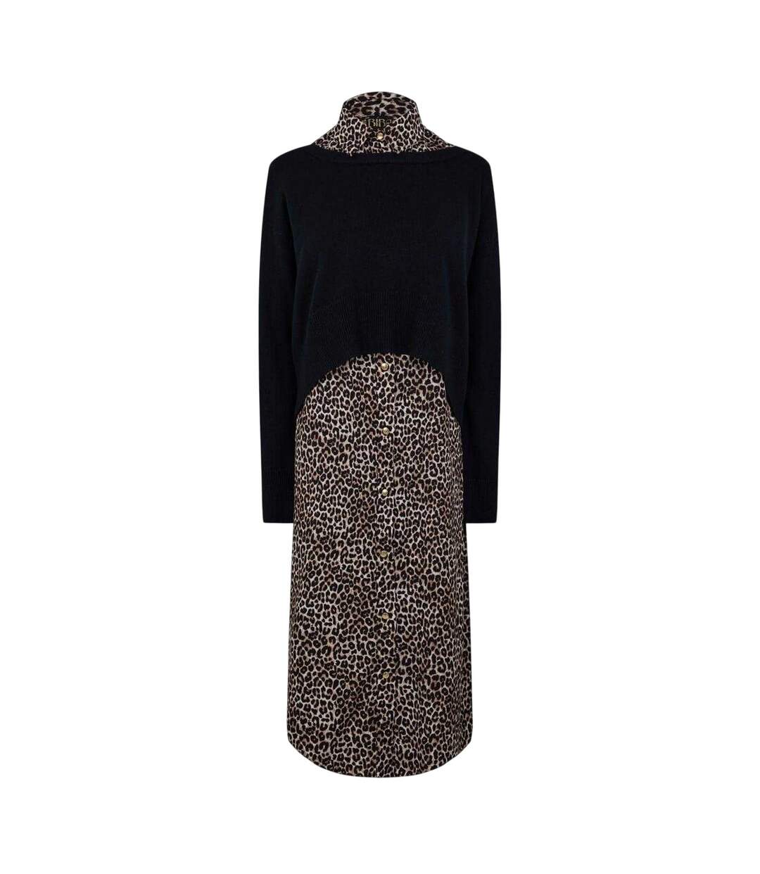 Robe-pull Motif/style Imprimé Léopard Femme Noir Marron Biba-2