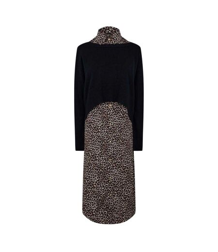 Robe-pull Motif/style Imprimé Léopard Femme Noir Marron Biba