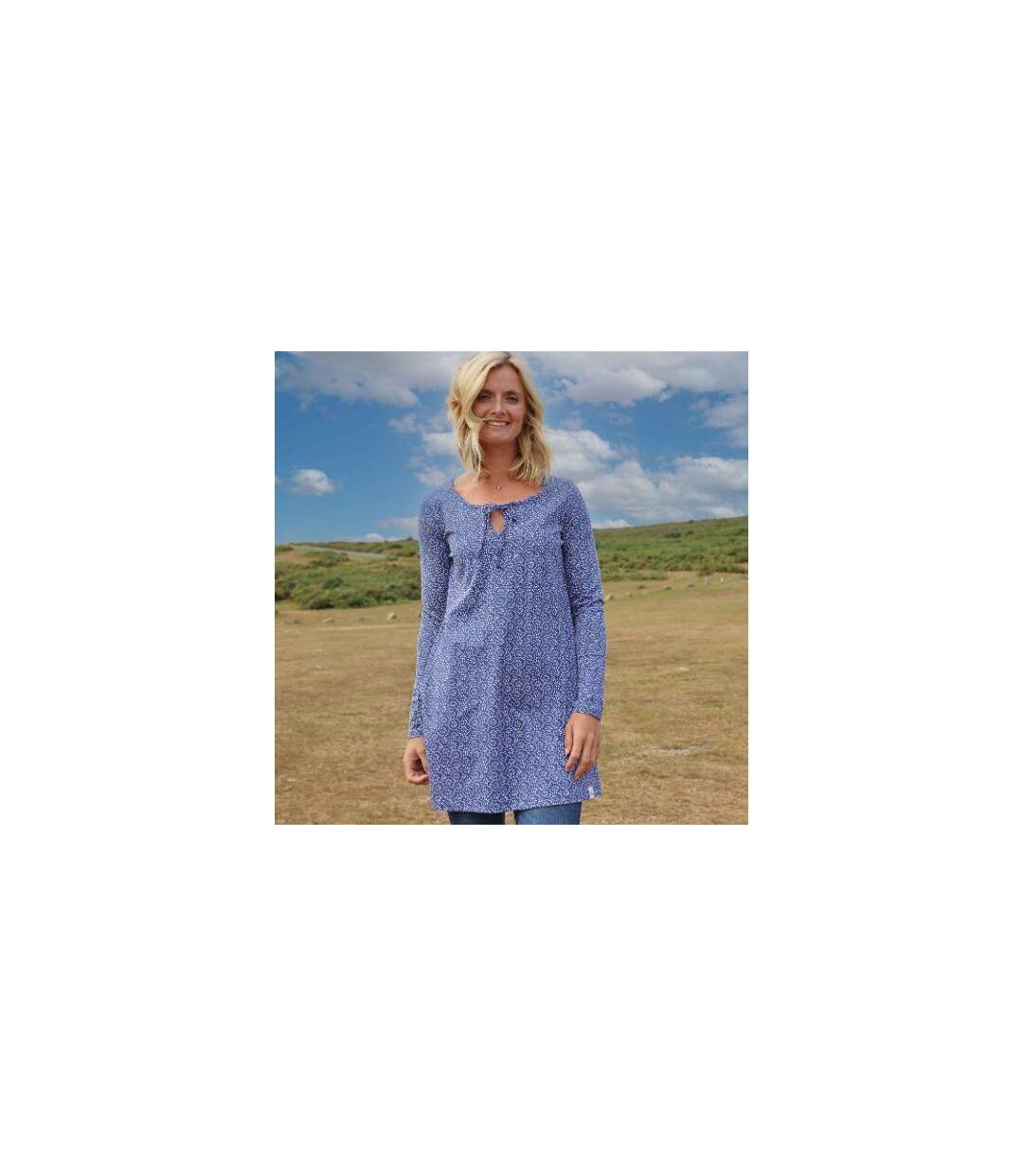 Tunique Motif/style Bleu / Blanc Femme Lilas Foncé Lazy Jacks-2