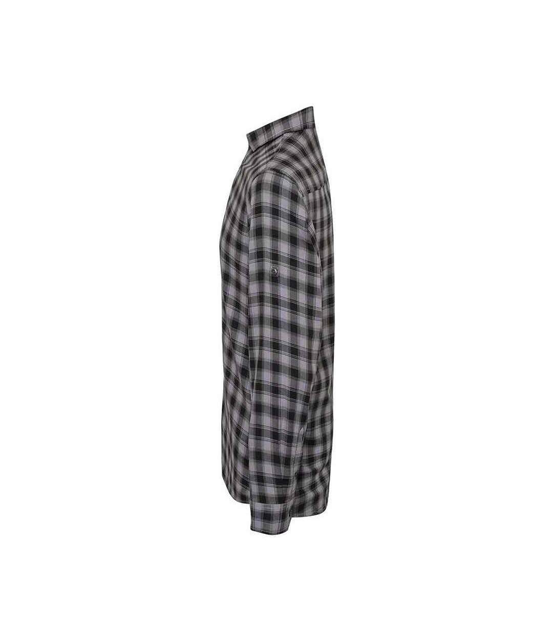 Mens mulligan checked cotton long-sleeved shirt steel/black Premier-3