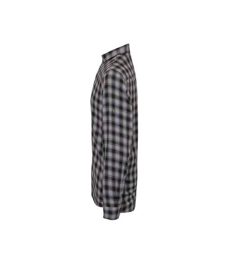 Mens mulligan checked cotton long-sleeved shirt steel/black Premier