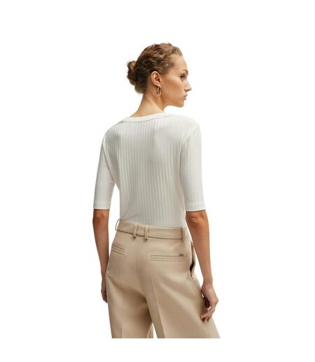 Womens/ladies Effilie Ribbed T-shirt White Boss