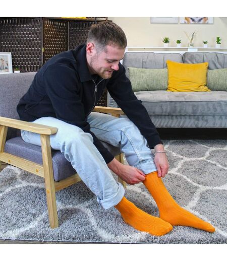 6 Pairs Mens Plain Coloured Cotton Rich Ribbed Dress Socks