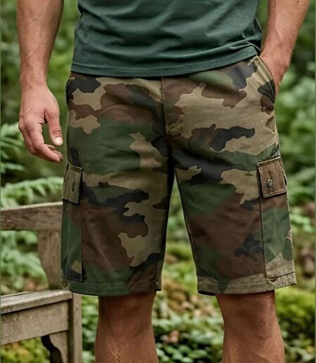 LEDERTYS 810394U002 - Bermuda camouflage Centre Europe avec taille élastiquée pour baroudeur