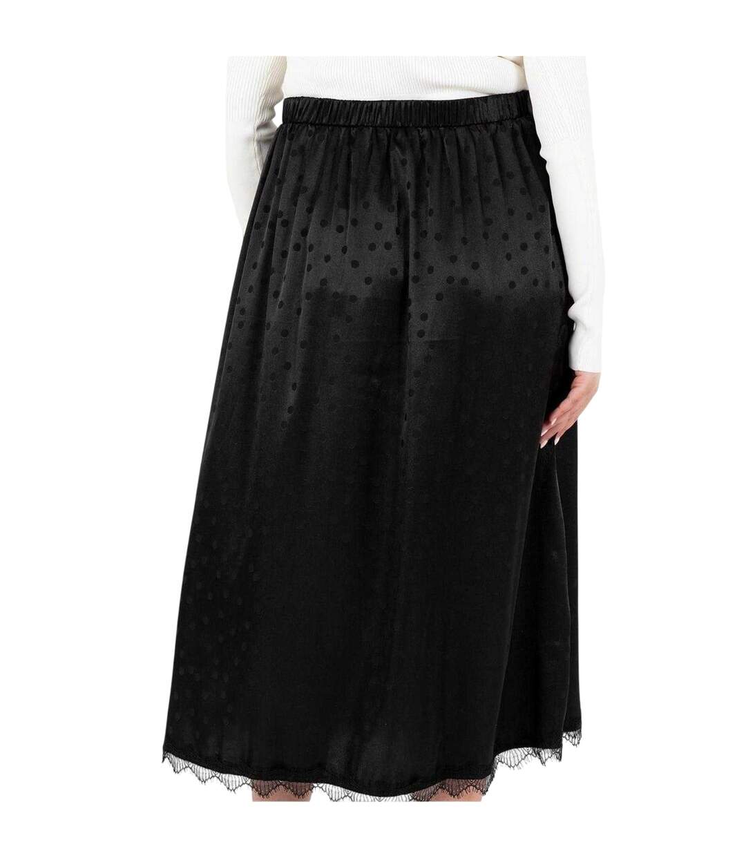 Womens/ladies Polka Dot Regular Midi Skirt Black Lovedrobe-3