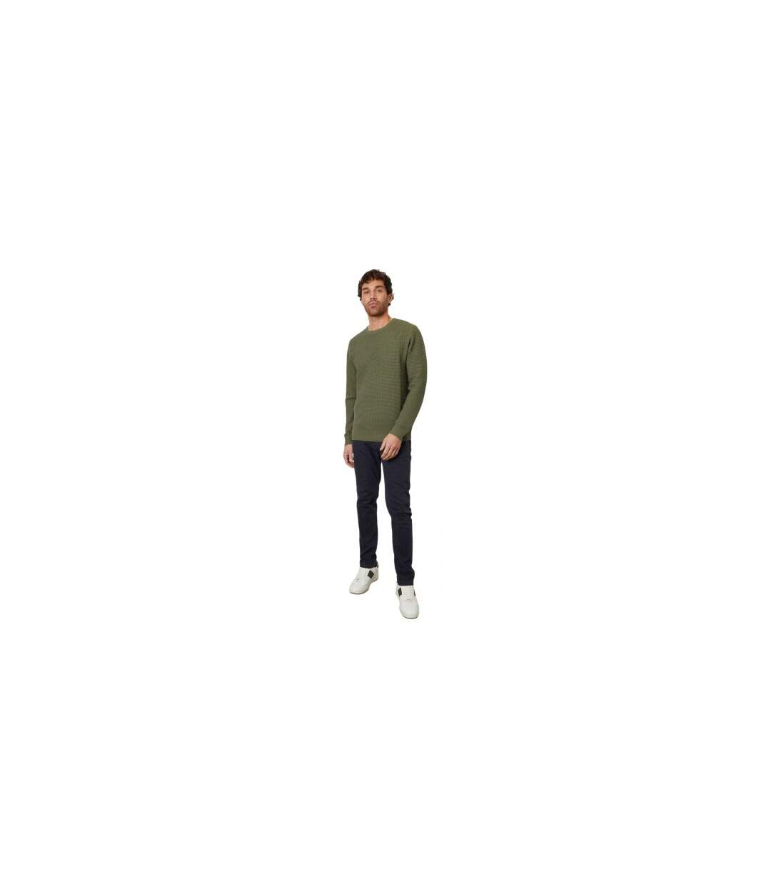 Mens Yarra Textured Regular Jumper Olive Threadbare-1