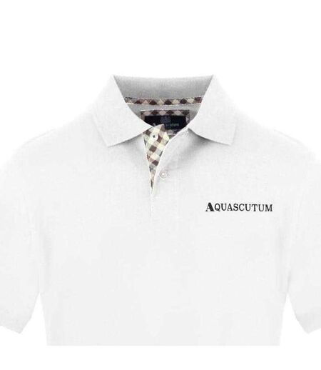 Mens Chest Logo Collared Polo Shirt White Aquascutum
