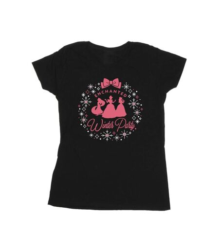Disney T-shirt en coton Femmes/Dames Princesse fête d'hiver (Noir) - UTBI37346