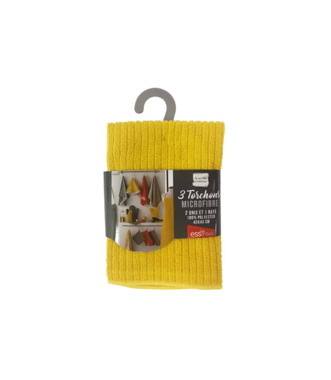 Lot de 3 Torchons Microfibre Cuistot 40x40cm Jaune-3