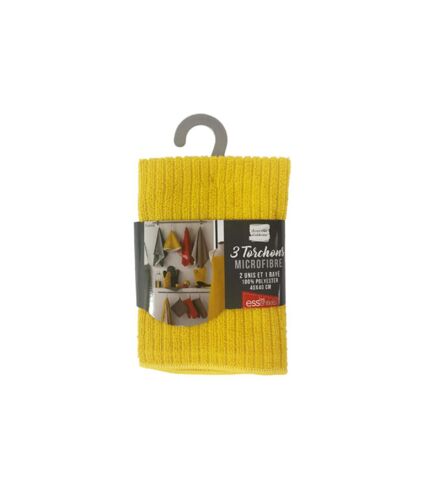 Lot de 3 Torchons Microfibre Cuistot 40x40cm Jaune