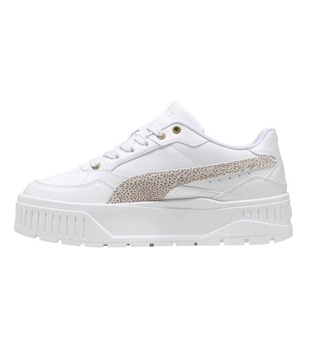 Womens/ladies Karmen Ii Leather Platform Trainers White Leopard Puma