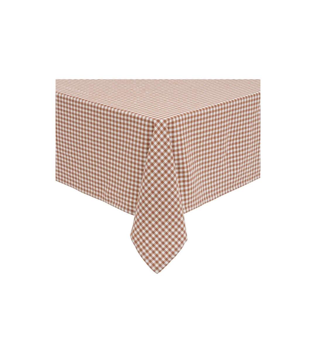 Nappe Vichy en Coton Floral 150x250cm Marron-1