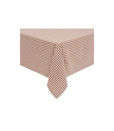 Nappe Vichy en Coton Floral 150x250cm Marron