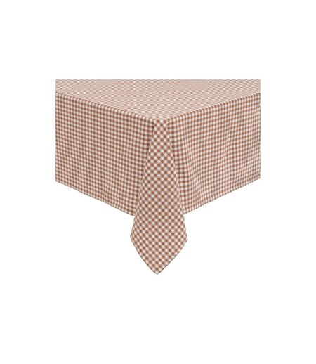 Nappe Vichy en Coton Floral 150x250cm Marron