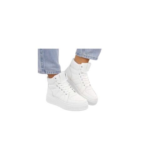 Womens/ladies Ecological Leather Sport Platform High Top Trainers White News