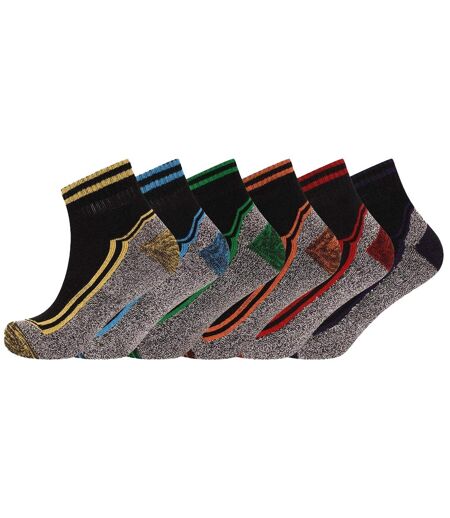 Pack Of 6  Mens Contrast Panel Bamboo Diabetic Socks  Black Multicoloured Soxy