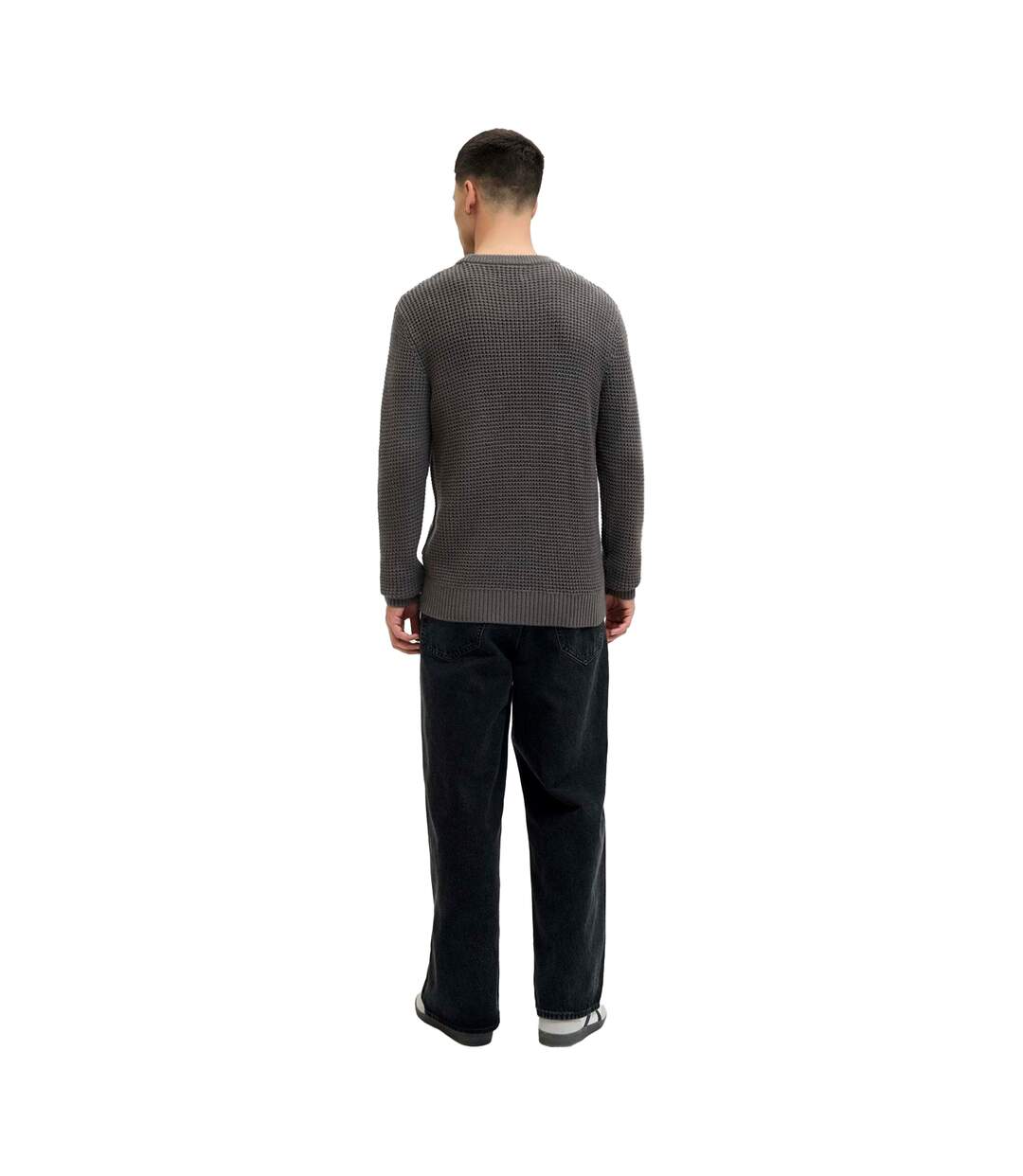Pull Manches Longues Motif/style Texturé Homme Anthracite Jack And Jones-3