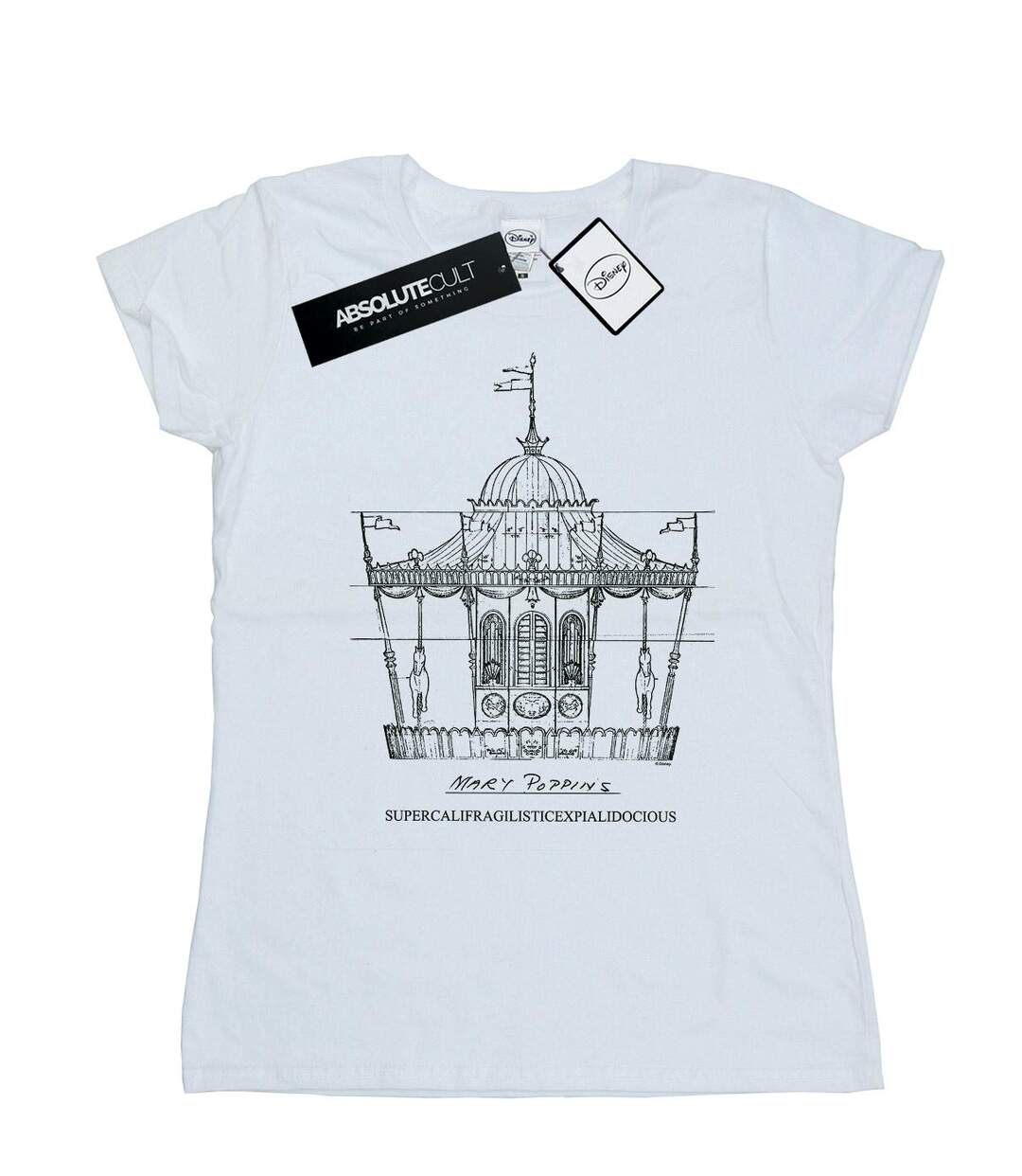 Disney Mary Poppins Carousel Sketch - T-shirt en coton - Femmes/Dames (Blanc) - UTBI15284-1