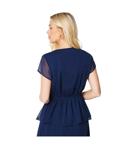 Womens/ladies mock wrap petite top navy Principles