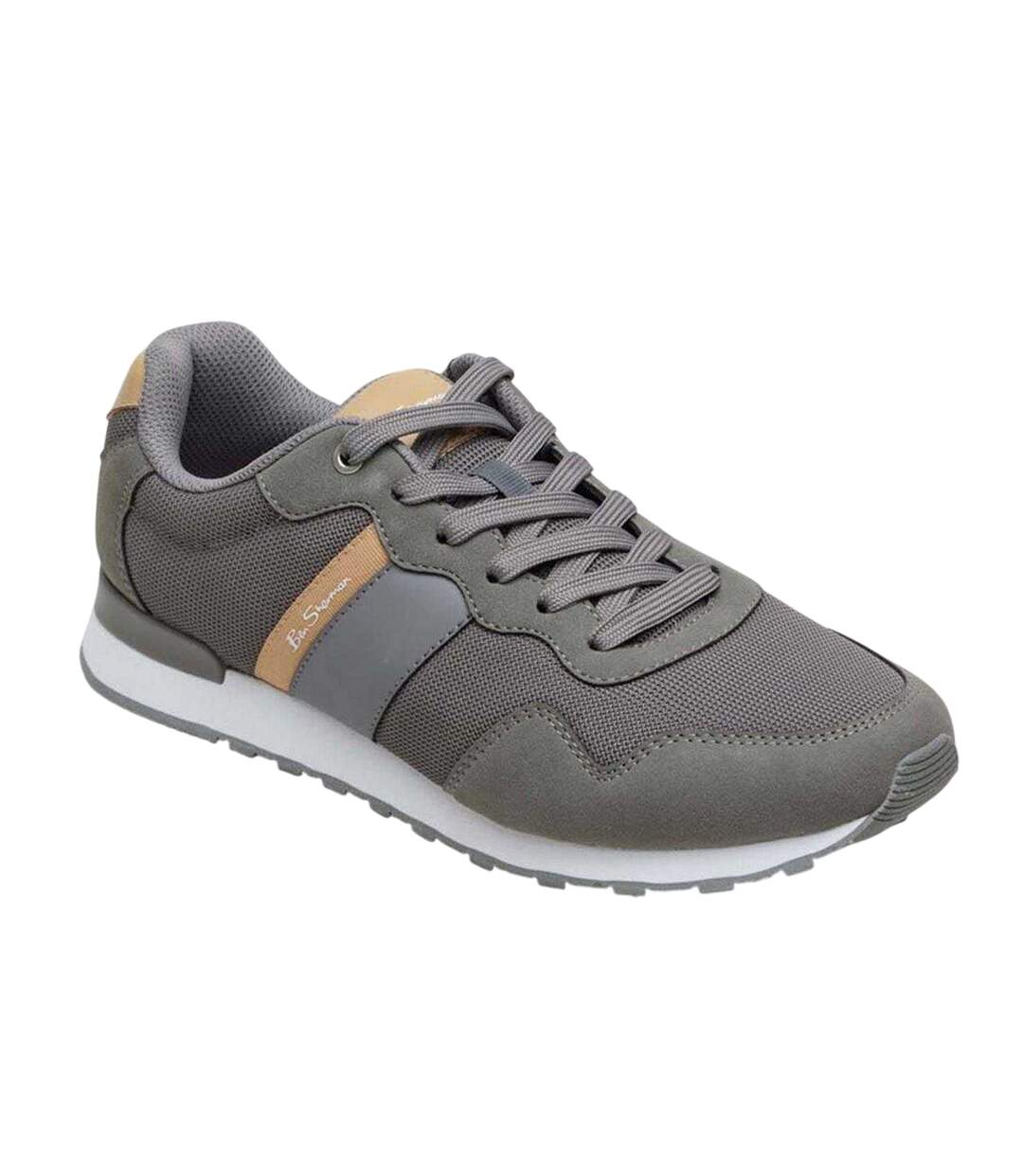Mens Logo Flat Trainers Grey Brown Ben Sherman-1