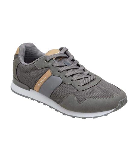Mens Logo Flat Trainers Grey Brown Ben Sherman