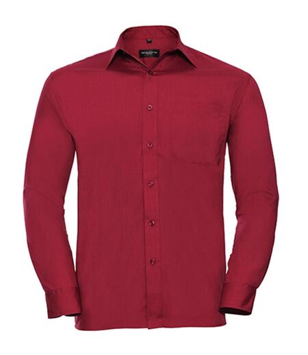 Chemise poplin manches longues repassage facile - Homme - RU934M - rouge