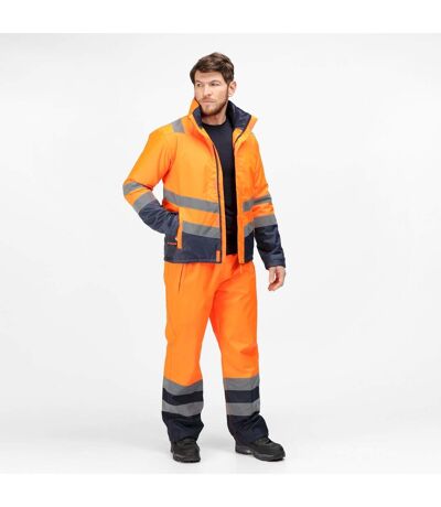 Mens Hi-vis Waterproof Jacket Orange Navy Regatta Professional