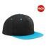 Beechfield Unisex 5 Panel Contrast Snapback Cap (Pack of 2) (Black/ Surf Blue) - UTRW6721-1