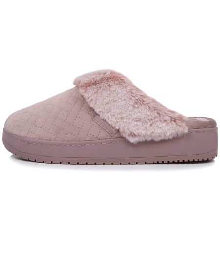 Isotoner Chaussons Mules femme velours ultra doux, talon 3,7 cm