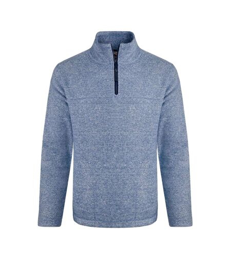 Mens Laramie Snow Marl Quarter Zip Fleece Mid Blue Weird Fish