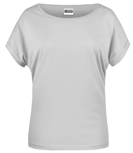 T-shirt BIO col bateau - Femme - 8005 - gris pastel