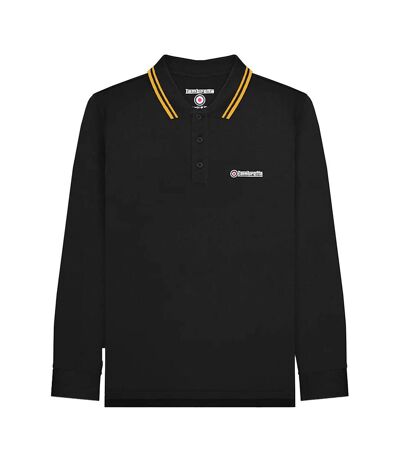 Mens Tipped Long-sleeved Polo Shirt Black Lambretta