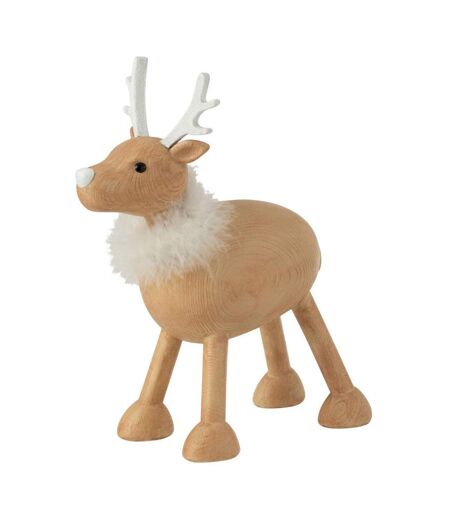 Statuette Déco Renne Fourrure 28cm Naturel