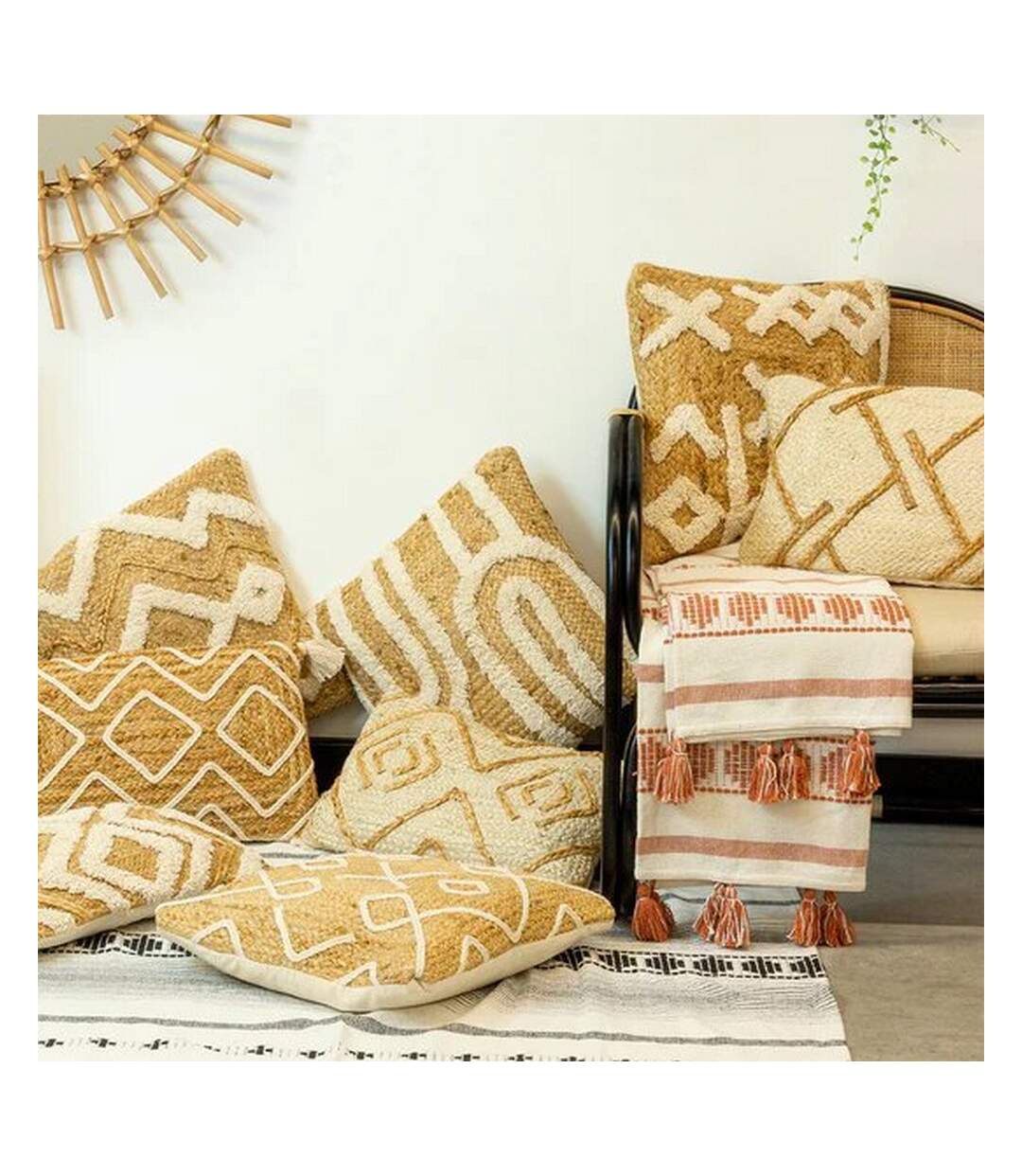 Mynu jute braided cushion cover one size natural Furn