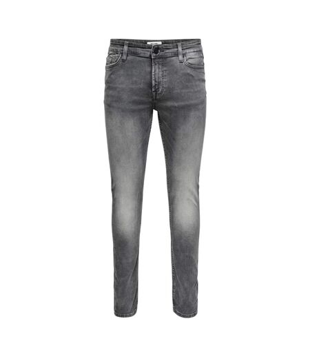 Mens 5 Pockets Slim Jeans Grey Only