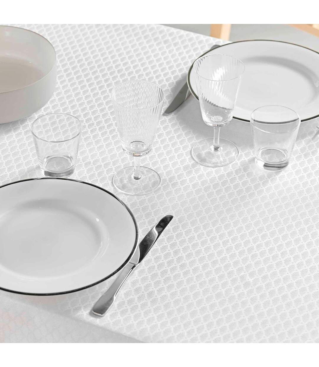 Nappe Jacquard Imprimé Artea 140x240cm Blanc-3