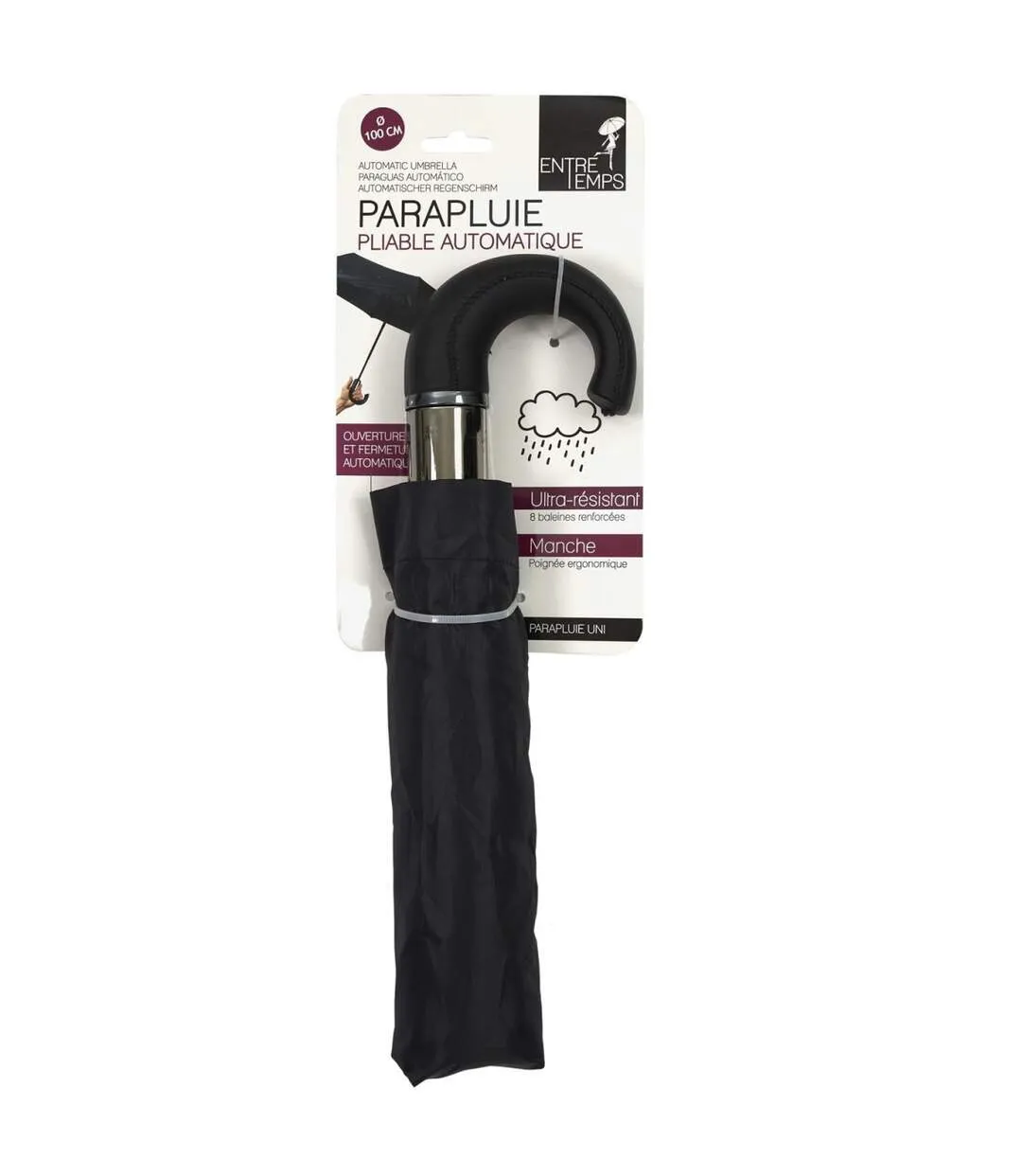 Parapluie Pliable Automatique Rain 32cm Noir-5