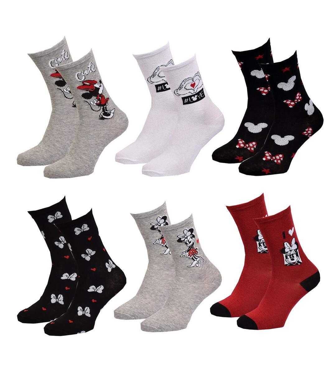 Chaussettes femme LICENCE Fantaisie-Assortiment modèles photos selon arrivages- Pack de 9 paires Surprise Minnie-2