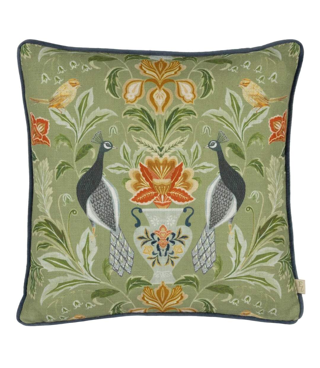 Chatsworth peacock cushion cover 43cm x 43cm sage Evans Lichfield