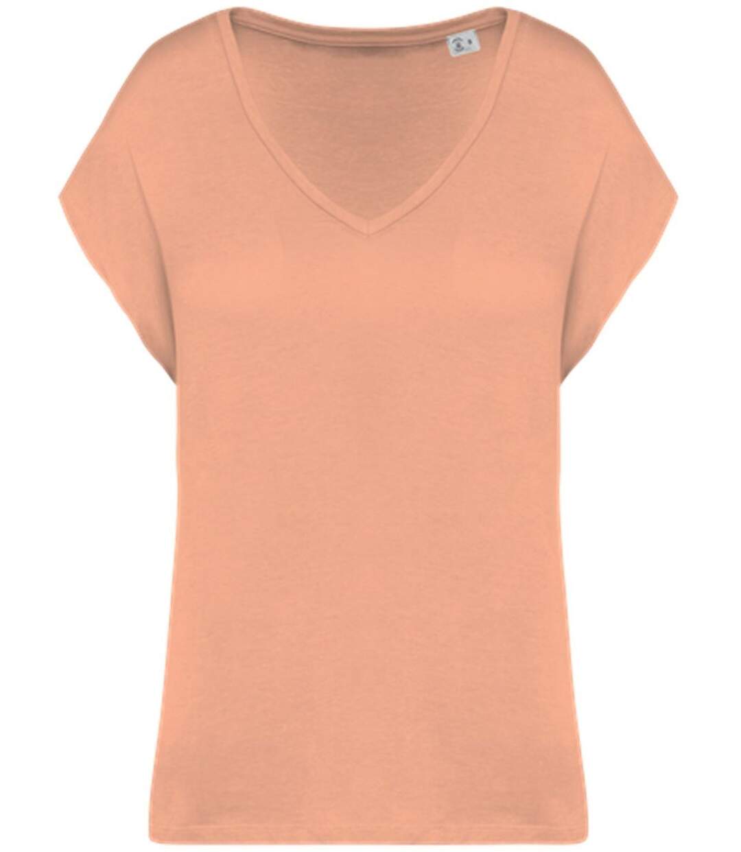 T-shirt loose à col V écoresponsable - Femme - PAT312 - orange abricot-2