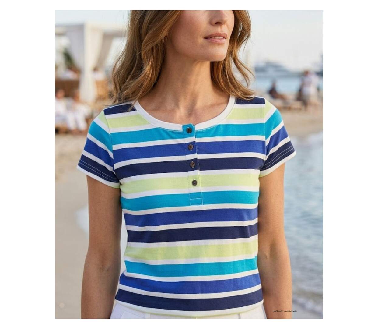 Tee-shirt Mayflower Diwane2 style marinière : le classique boutonné 100% coton-1
