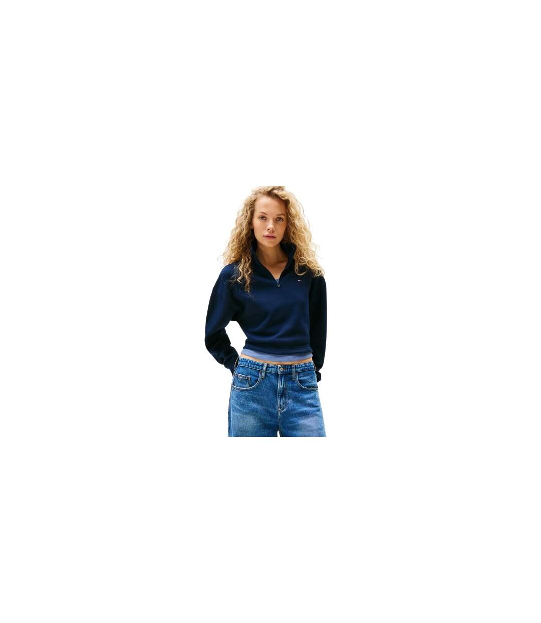 Sweat Court Femme Bleu Marine Foncé Tommy Jeans-1