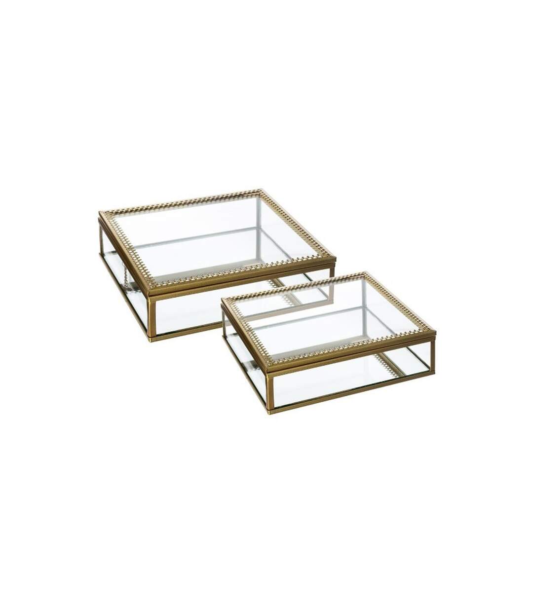 Lot de 2 Boîtes à Bijoux en Verre Stylish 18cm Or-1