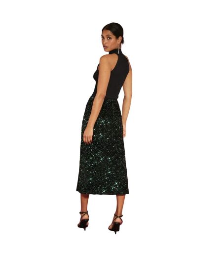 Womens/ladies sequin velvet midi skirt black Dorothy Perkins