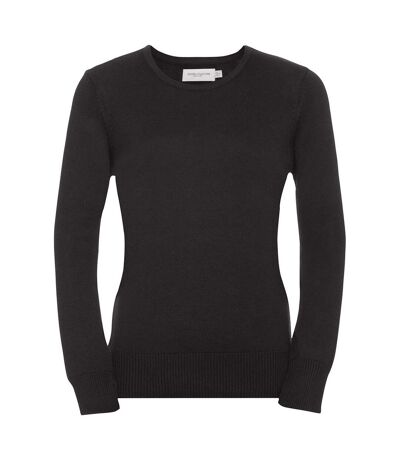 Russell Collection Ladies/Womens V-Neck Knitted Pullover Sweatshirt (Charcoal Marl)