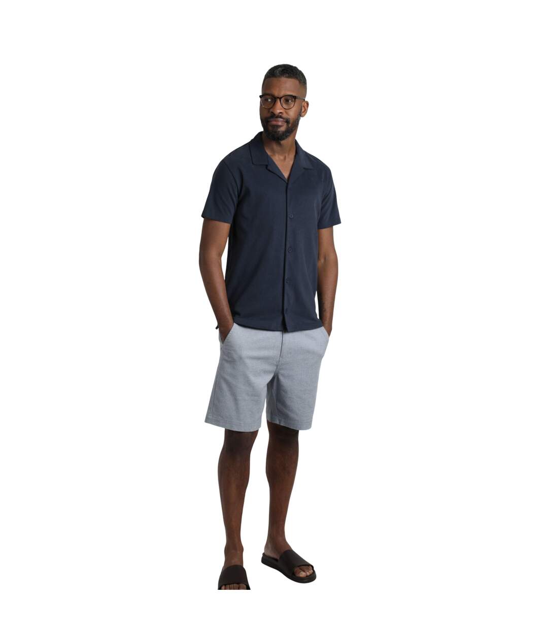 Mens grafton plain jersey short-sleeved shirt navy Weird Fish-4