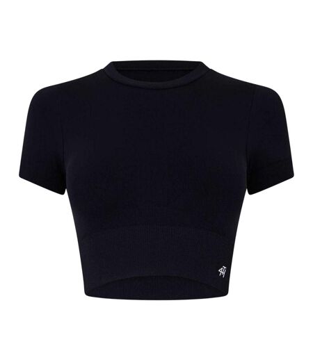 Womens/ladies Brogan Crop Top Black 4th & Reckless