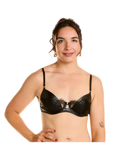 Soutien-gorge ampliforme noir Cuir