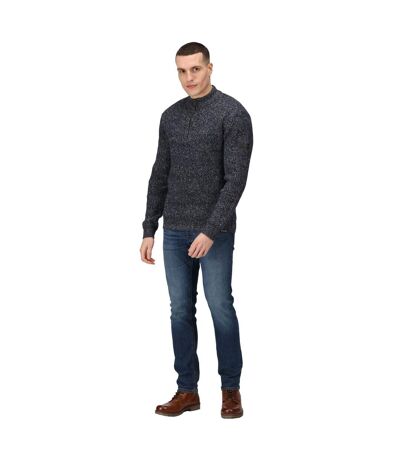 Mens Marl Knitted Zip Neck Sweatshirt Navy Regatta Professional