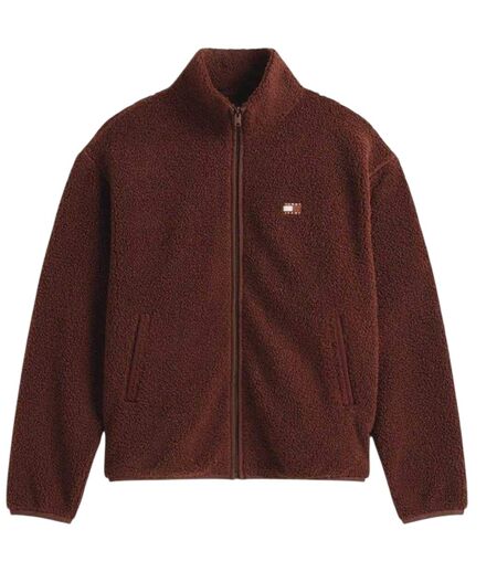 Mens Teddy Fleece Regular Fleece Jacket Brown Tommy Jeans